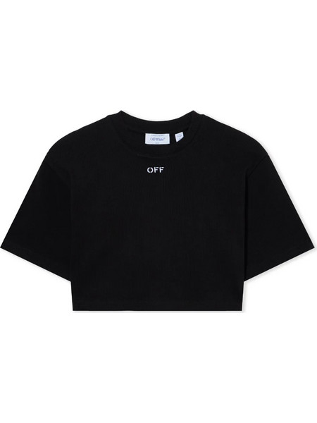 OFF WHITE OFF STAMP RIB CROPPED T-SHIRT ΜΠΛΟΥΖΑ 2FA00678TW003-BLACK/WHITE