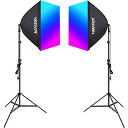 Kit Neewer NK800 two softboxes + bulbs RGB 24W 2700-6500K + tripods + barndoors