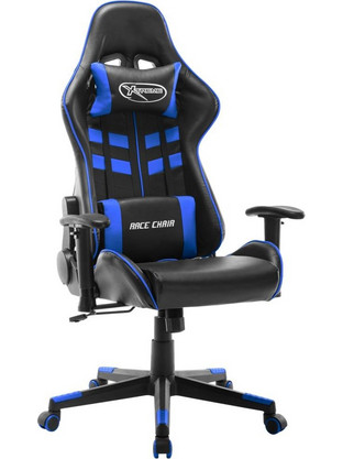 vidaXL Καρέκλα Gaming Δερματίνης με Ρυθμιζόμενα Μπράτσα Μαύρη Μπλε 20502