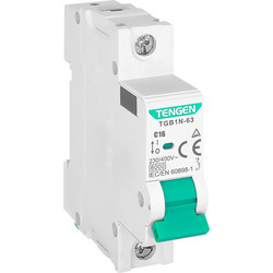 Αυτόματη Ασφάλεια MCB 1P Καμπύλης C 16A 6kA 25mm max TENGEN 09-00311