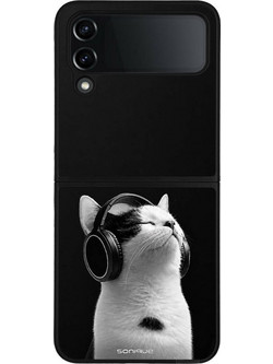 Sonique Men's Edition Θήκη με Σχέδιο «Audio Kitten - White» (Samsung Galaxy Z Flip 4)