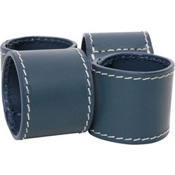 Δαχτυλίδια Για Πετσέτες Δερμάτινα Dusty Blue/White Σετ 4 Τεμαχίων (4.5x4 cm)