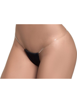 Mapale- Minimalist Thong, Transparent Straps- MAL114BLK