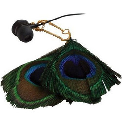 SATZUMA FEATHER EARPHONES PEACOCK