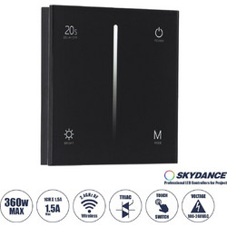 GloboStar 71453 S1-T SKYDANCE AC Smart RF 2.4Ghz & Αφής - Touch Triac Dimming AC100-240V σε AC100-240V 1 x 1.5A 360W - Max 1.5A 360W - IP20 - Μαύρο Σώμα - Μ8.5 x Π8.5 x Υ3.2cm - 5 Years Warranty