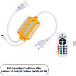 GloboStar 70645 RGB Controller με Ασύρματο Χειριστήριο IR - Μεταλλάκτης Τροφοδοσίας AC/DC 230V IP68 για TUBE 360 Degree Neon Flex LED RGB 4 Pin Max 1500W - Έως 100 Μέτρα