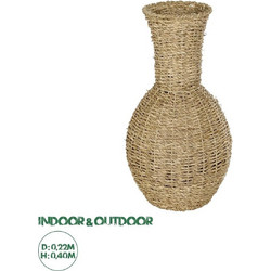 GloboStar Artificial Garden MAUI 21242 Διακοσμητικό Πλεκτό Καλάθι - Κασπώ Γλάστρα - Flower Pot Μπεζ Π22 x M22 x Υ40cm