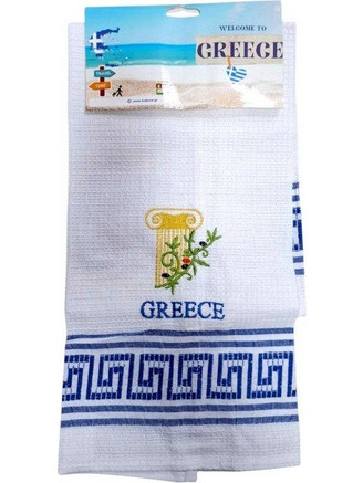 Πετσέτα ποτηρόπανο Souvenir με κέντημα - Σετ 12pcs - Greece - 416259