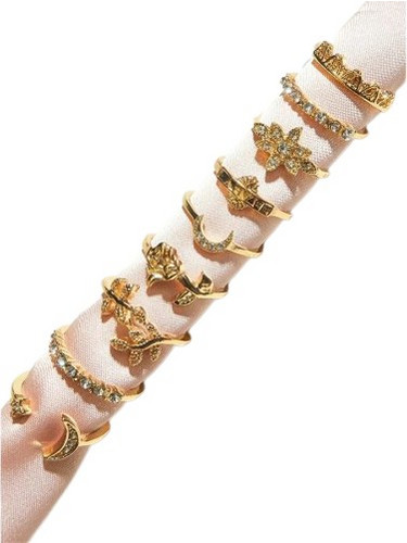 Famous Σετ Γυναικεία Δαχτυλίδια Χρυσά S1225440-GOLD 9τμχ
