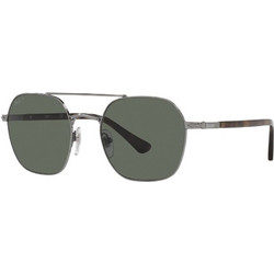 Persol PO2483S 513/58 Γυναικεία Γυαλιά Ηλίου Τετράγωνα Μεταλλικά Ασημί με Πράσινο Polarized Καθρέπτη Φακό