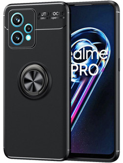 Ancus AutoFocus Shock Proof Ring Holder Back Cover Black (Realme 9 Pro)