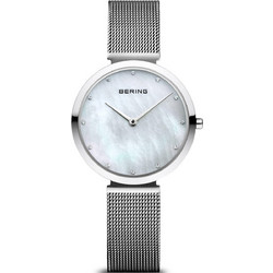 Bering Classic Crystals Γυναικείο Ρολόι με Ασημί Μεταλλικό Μπρασελέ 18132-004