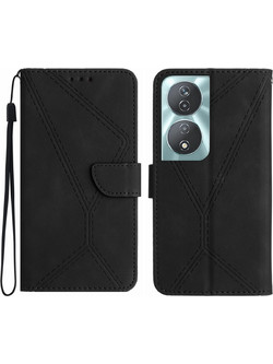Tel1 Honor X7Β 4G / X7B 5G / Honor 90 Stitching Embossed Θήκη Βιβλίο - Black