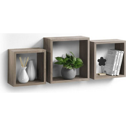 Σετ Ράφια Τοίχου Cubes Homea - Oak - 3 τεμάχια 6RAN789CN