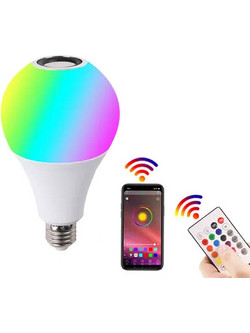 LED Λάμπα Ε27-Φωτορυθμικό RGB 12W με σύνδεση μέσω Bluetooth και ηχείο για αναπαραγωγή μουσικής