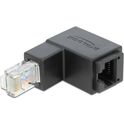 DELOCK αντάπτορας RJ45 86423, CAT 6 UTP, γωνιακός 90 μαύρος