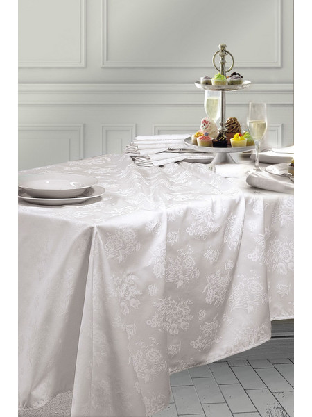 Τραπεζομάντηλο Σατέν Ζακάρ Jasmine Λευκό 170x270