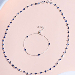Κολιέ & Βραχιόλι Σετ Ασημένια 189RSM1196 Dark Blue Heliophilia Silver