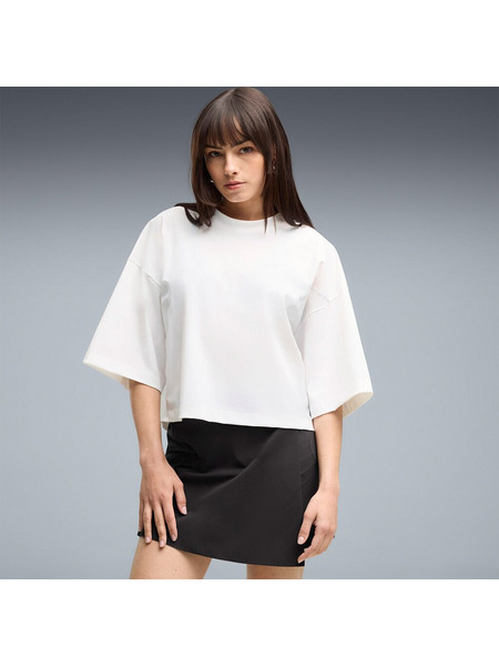 PUMA PUMATECH SENSE Oversized Warpknit Short Tee Γυναικείο T-Shirt σε Λευκό Χρώμα
