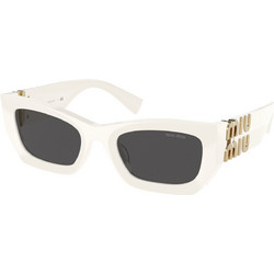 Miu Miu MU09WS 1425S0 Γυναικεία Γυαλιά Ηλίου Ορθογώνια Κοκάλινα Λευκά με Μαύρο Polarized Φακό