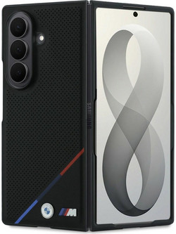 BMW M Leather Perforated Tricolor Stripe Metal Logos MagSafe Θήκη (Samsung Galaxy Z Fold 8 Ultra) Black