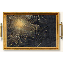 Δίσκος Σερβιρίσματος 244KNG1518 50x29x3,5cm Black-Gold Aberto Design Γυαλί