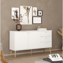 Bodo Μπουφές Με 2 Πόρτες Και 3 Συρτάρια 147x39x81,7εκ. Λευκό