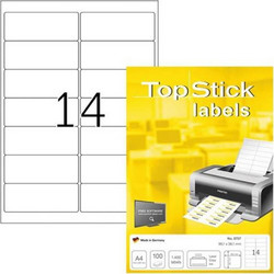 Topstick 1400 Αυτοκόλλητες Ετικέτες Α4 Ορθογώνιες 99.1x38.1mm (8757)