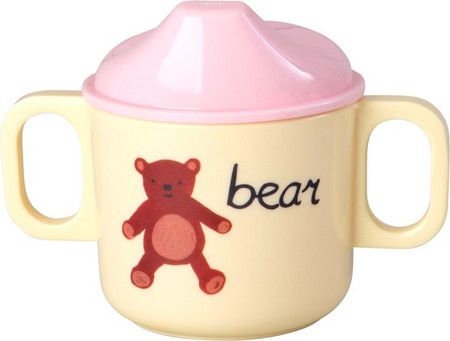 Rice - Melamine 2 Handle Baby Cup with ABCPrint - Pink - 250 ml - Baby and Children