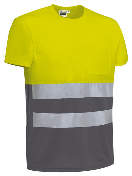 T-Shirt Υψηλής Ορατότητας DEMOLITION Valento Fluo Yellow-Charcoal Grey