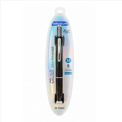 Writech Πένα Κουμπί με Αμπούλα Μπλέ Μελάνι Blister 2 Τεμάχια Medium Clictek Μαύρη - 235.105943