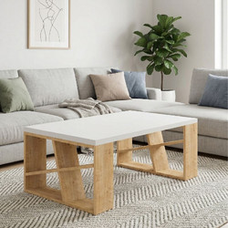 Τραπεζάκι σαλονιού χρώμα sapphire oak - λευκό 105x60x40εκ