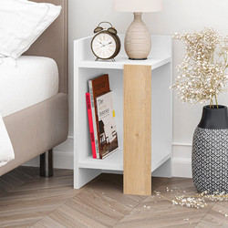 Κομοδίνο αριστερό χρώμα λευκό - saphhire oak 30x31,7x55εκ