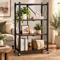 Βιβλιοθήκη Μεταλλική Καφέ με ροδάκια 71x36x125cm Galifas 7724021 - Galifas
