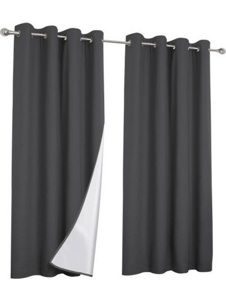 Idomya Κουρτίνα με Τρουκς 135x240 Ανθρακί 30040361 2τμχ
