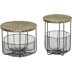 Outsunny Βοηθητικά Τραπεζάκια Σαλονιού Στρογγυλά Μεταλλικά με Μεταλλική Βάση 2τμχ Μ46xΠ35.5cm 84B-490