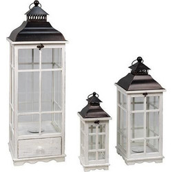 Eurolamp 819-02650 Φαναράκι Ξύλινο Λευκό Σετ 3τμχ 5207227642241