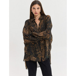Hemithea Heather Oversized Γυναικείο Πουκάμισο Animal Print Καφέ