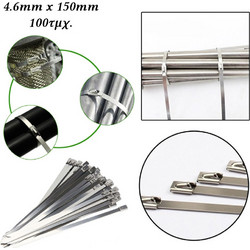 Μεταλλικά Δεματικά Inox 4.6x150mm 100 τμχ Ασημί