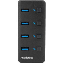 Natec Mantis 2 USB Hub 3.0 USB-A με 4 Θύρες USB-A & Εξωτερική Παροχή Ρεύματος