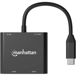 Αντάπτορας USB Manhattan USB-C PD on Dual-HDMI-Monitor 4K 60Hz