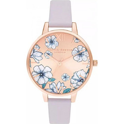 Olivia Burton Groovy Blooms Γυναικείο Ρολόι με Μωβ Δερμάτινο Λουράκι OB16AN03