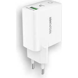 RealPower PC-65 Φορτιστής χωρίς Καλώδιο με Θύρα USB-A & Θύρα USB-C 65W Power Delivery