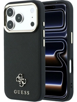 Guess Saffiano Small 4G & Classic Logo MagSafe Case Black (iPhone 18 Pro / 17 Pro)
