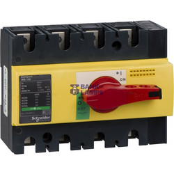 switch disconnector, Compact INS100 , 100 A, with red rotary handle and yellow front, 4 poles
