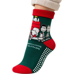 Admas Peanuts Snoopy Γυναικείες Κάλτσες Αντιολισθητικές Πράσινες