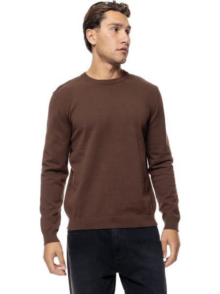 Biston Ανδρική πλεκτή μπλούζα crewneck 56-206-008 BROWN