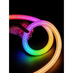 GLOWFLEX KLV-101-0517 Ταινία Neon Flex με Πλεκτή Υφασμάτινη Επένδυση LED 14W/m 840lm/m 360 DC 24V Αδιάβροχο IP65 120 x SMD5054 Chip/m Πολύχρωμο RGB+WW Dimmable - Sanan SMD Chip - Μ1000 x Π3.5 x Υ3.5 -