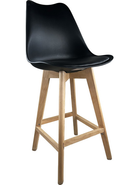 Σκαμπό Bar ArteLibre BRONX Μαύρο PP/PU/Ξύλο 57.5x49x105cm