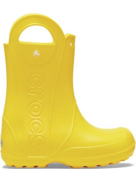 Crocs παιδικές γαλότσες Handle It Rain Boot T-Yellow Pulse σε κίτρινο χρώμα - 211056-730